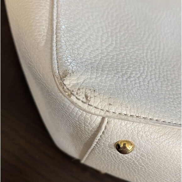 Lauren  Ralph Lauren White/ Crème Medium Tote Bag Purse Gold Accents 12”x12”x4” - Picture 4 of 16